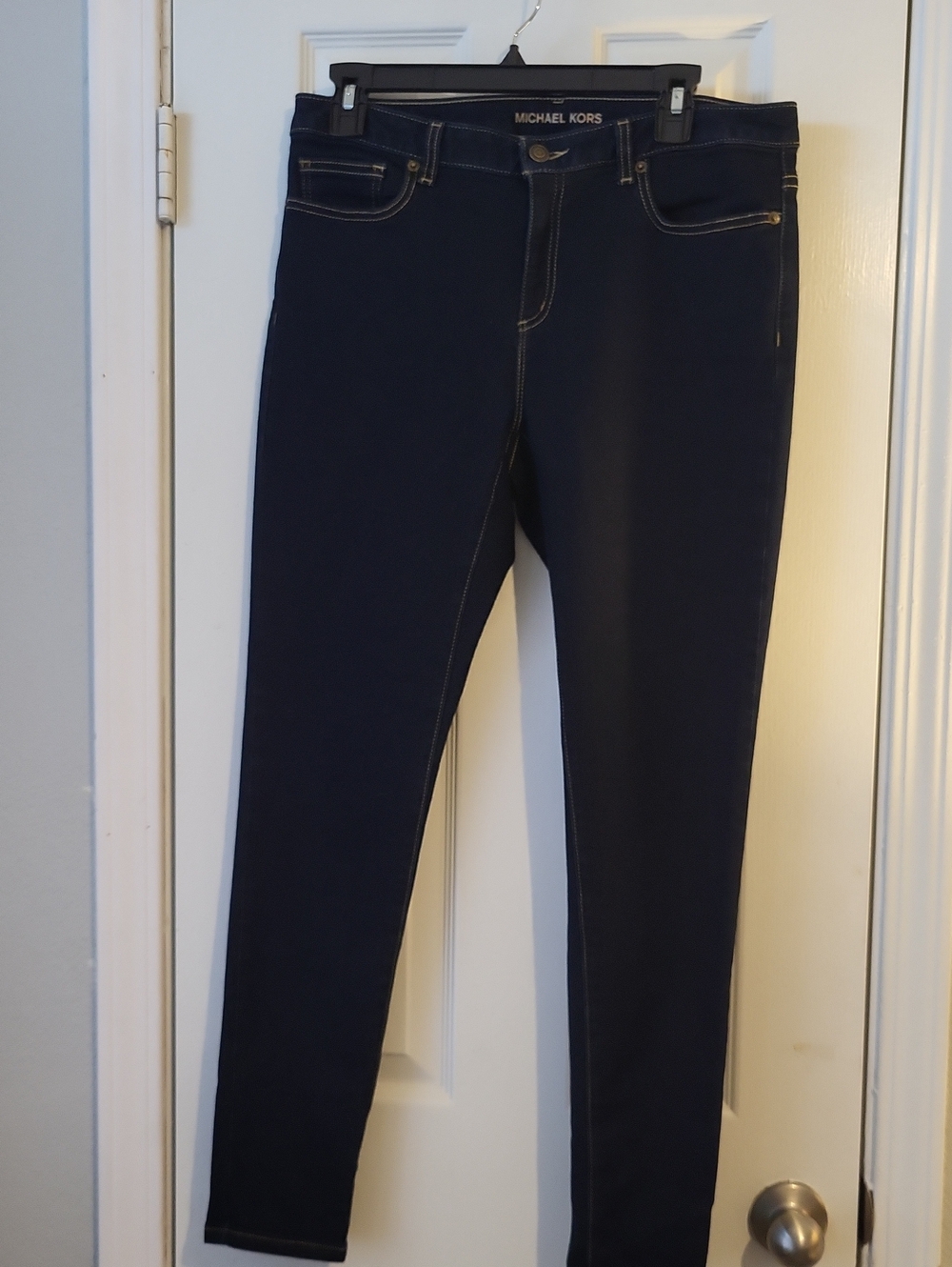 Michael Kors Navy "Izzy" Skinny Jeans with Contrast Stitching